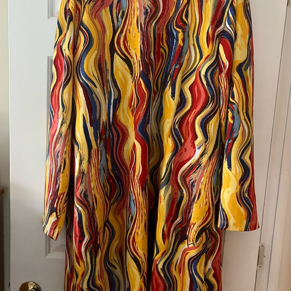 Ashley Stewart Multicolor Abstract Duster Jacket